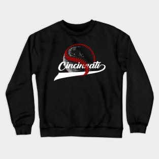 Cincinnati Baseball Baseball Fans Vintage Leopard Heart Crewneck Sweatshirt